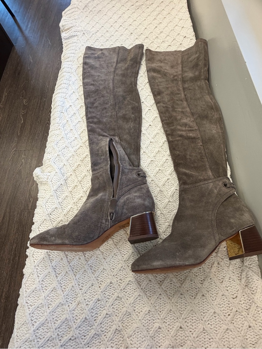 Tory Burch Gigi suede over-the-knee boots in taupe